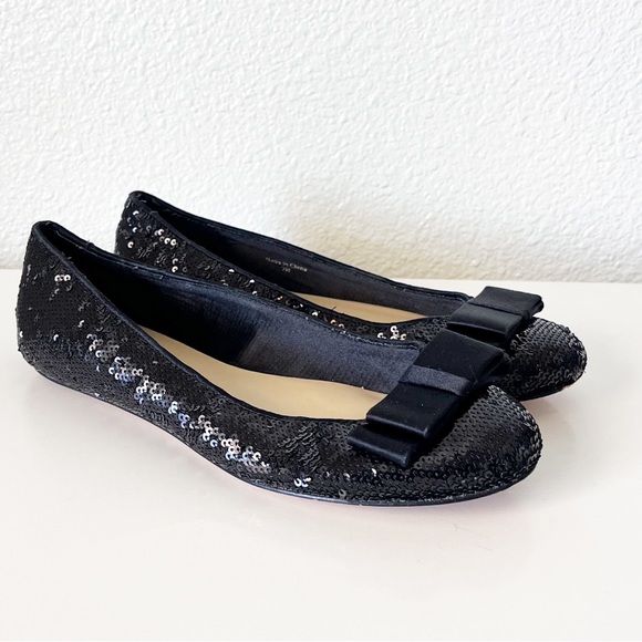 Kate Spade Black Sequin Rounded Toe Ballet Flats Size 7 - Picture 3 of 11